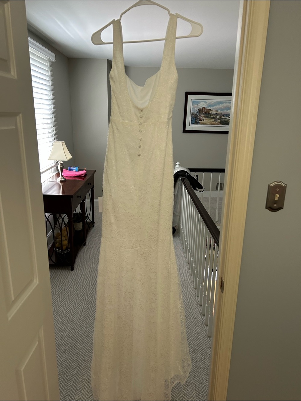 Lulu's Ivory Lace Bridal Gown with Button-Front Bodice